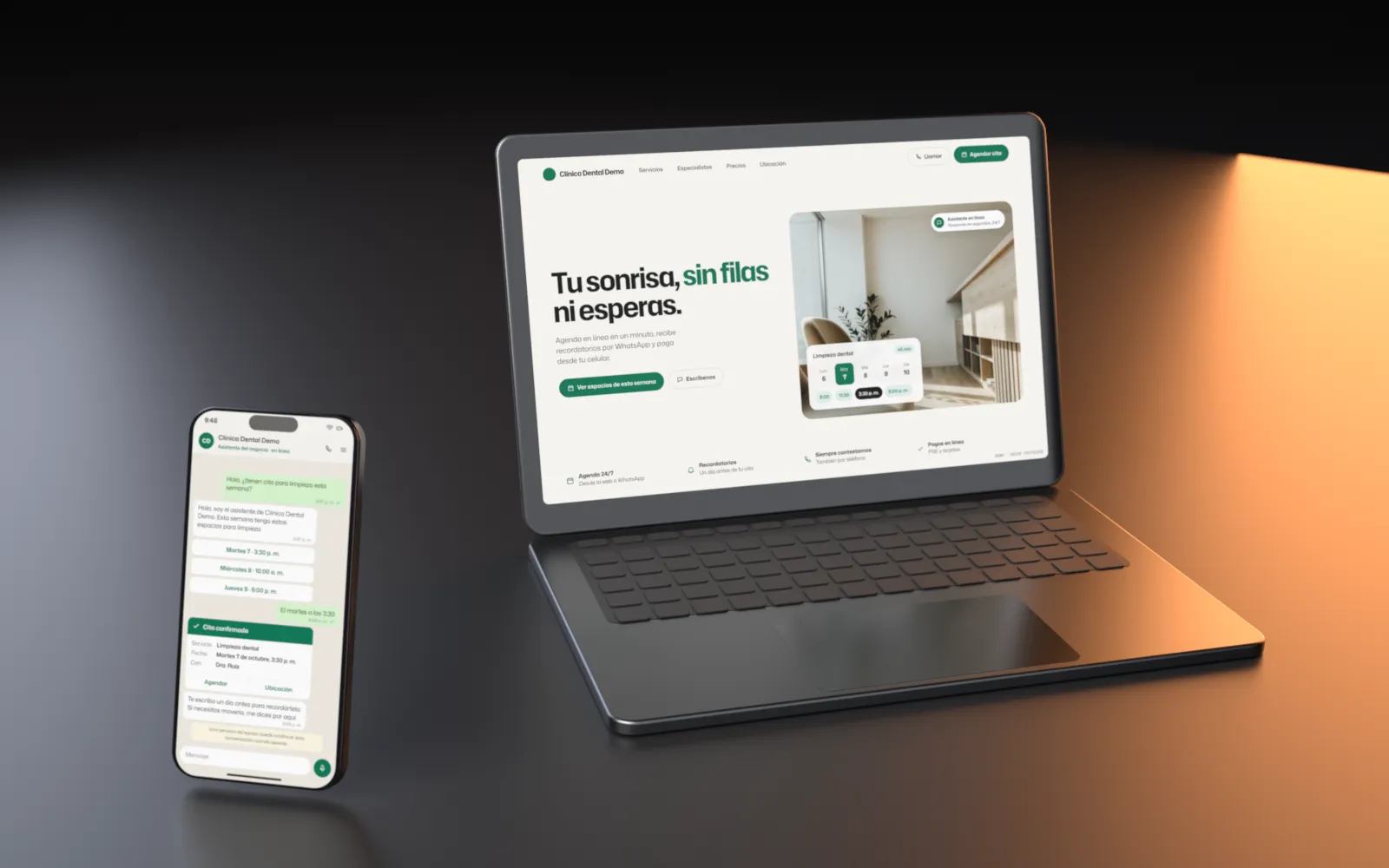 Demostración: web y asistente para una clínica